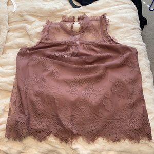 Blush lace tank top